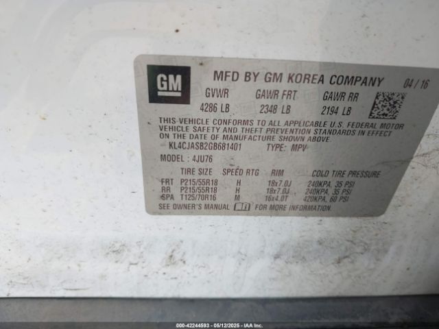 KL4CJASB2GB681401 Buick Encore
