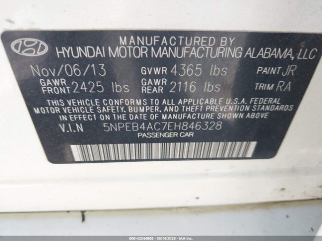 5NPEB4AC7EH846328 Hyundai SONATA GLS