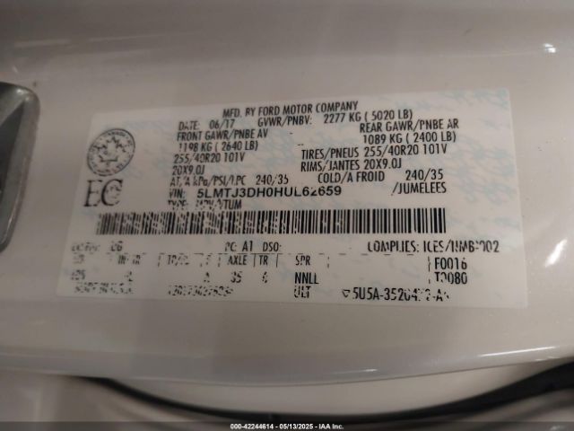5LMTJ3DH0HUL62659 Lincoln Mkc Reserve