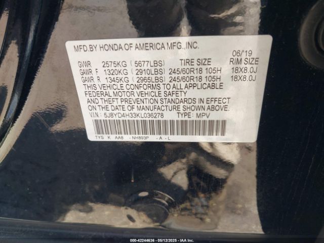 2019 ACURA MDX 5J8YD4H33KL036278 Photo 8
