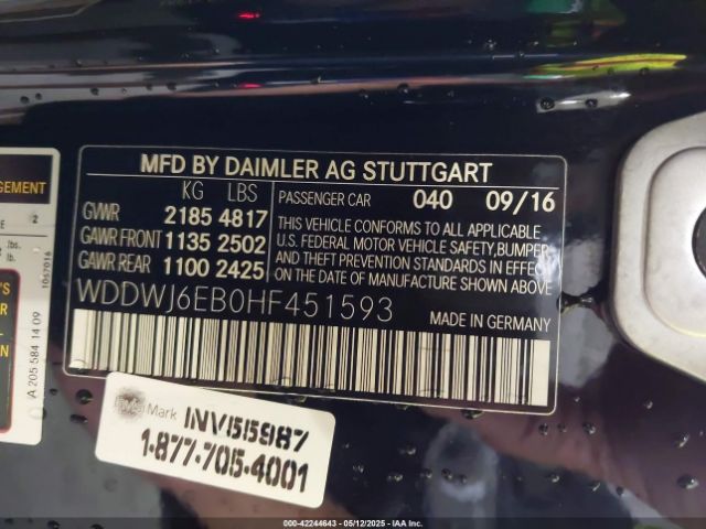 WDDWJ6EB0HF451593 Mercedes-Benz Amg C 43 4matic