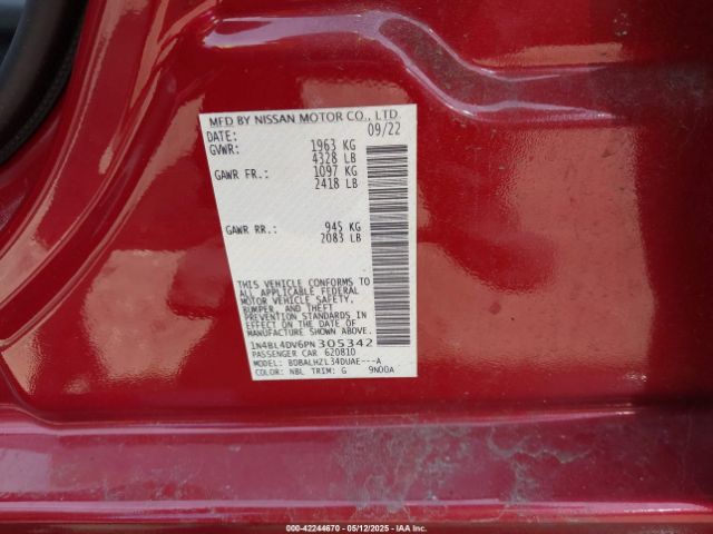 1N4BL4DV6PN305342 Nissan Altima Sv Fwd