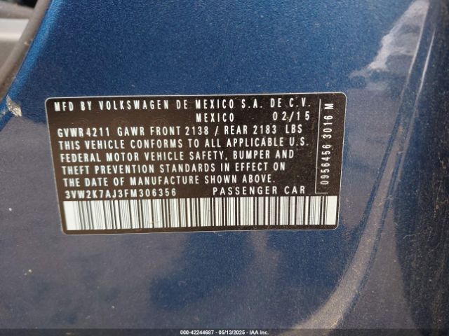 3VW2K7AJ3FM306356 Volkswagen Jetta 2.0l S