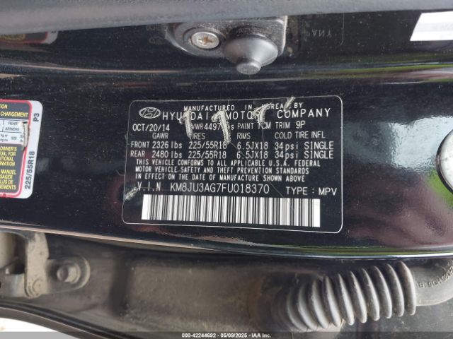 KM8JU3AG7FU018370 Hyundai Tucson Limited