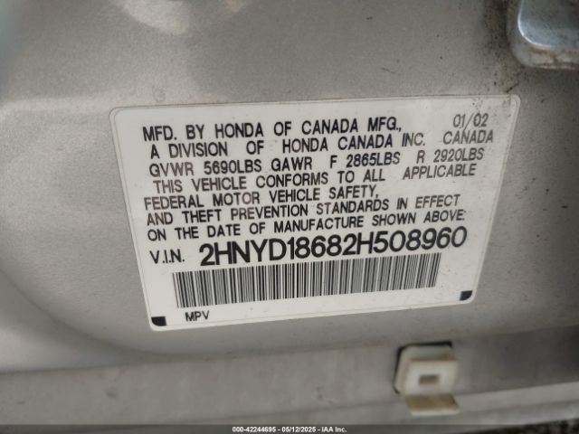 2002 ACURA MDX 2HNYD18682H508960 Photo 8