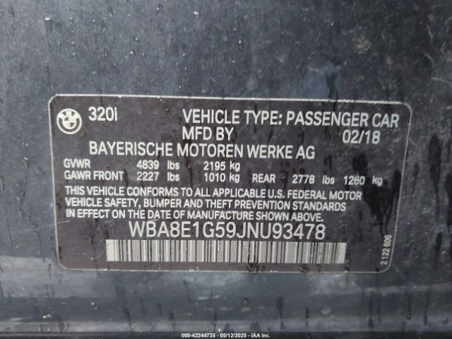 2018 BMW 320I WBA8E1G59JNU93478 Photo 8