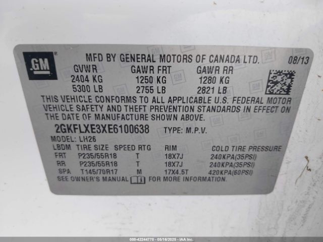 2GKFLXE3XE6100638 GMC Terrain Slt-1