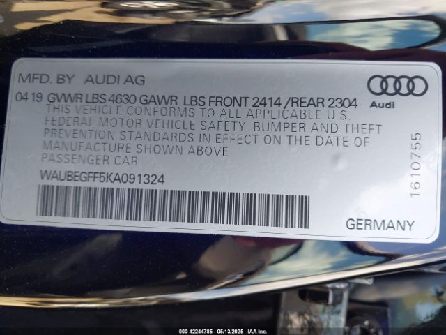 WAUBEGFF5KA091324 Audi A3 45 Premium