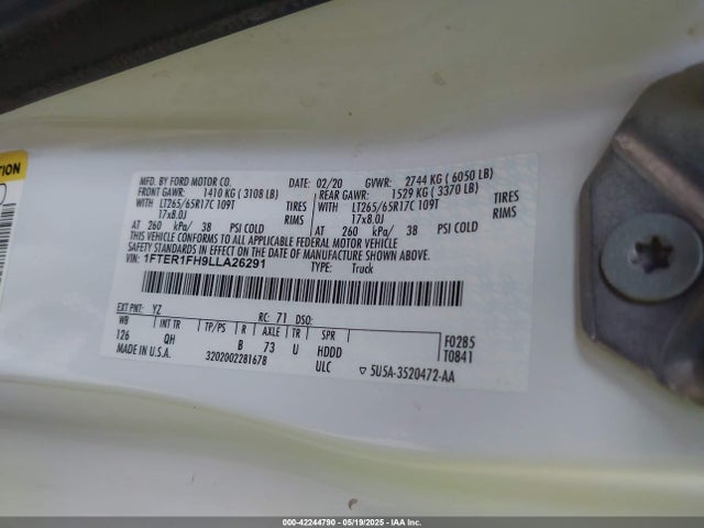 1FTER1FH9LLA26291 Ford 2020
