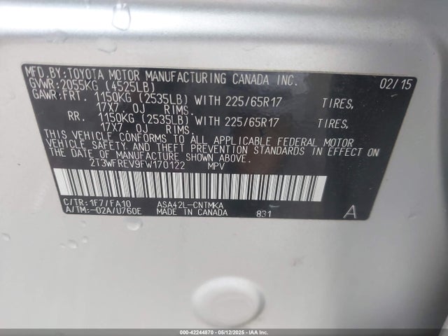 Toyota Rav4 Xle 2015 2T3WFREV9FW170122 Image 9