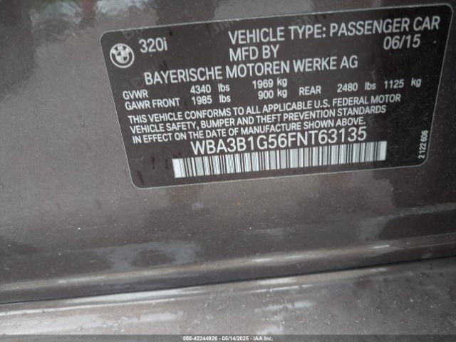 2015 BMW 320I WBA3B1G56FNT63135 Photo 8