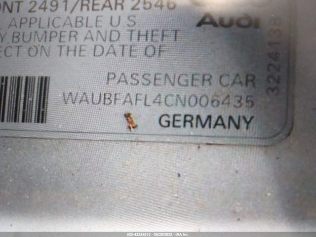 2012 AUDI A4 WAUBFAFL4CN006435 Photo 8