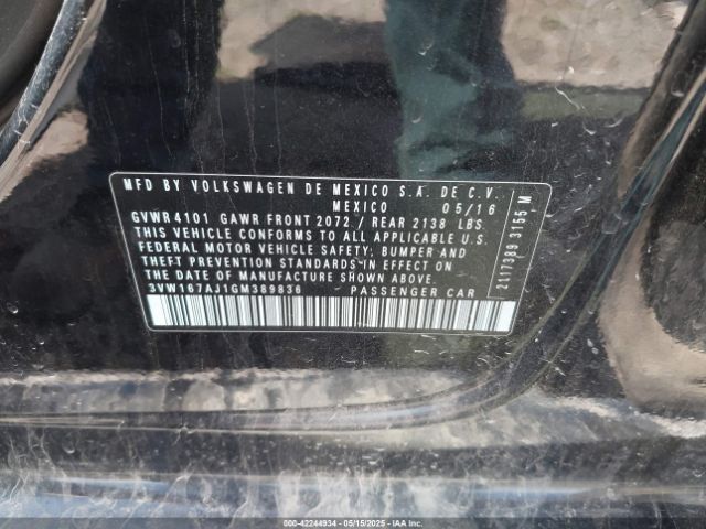 3VW167AJ1GM389836 Volkswagen Jetta 1.4t S
