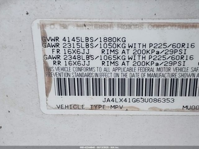 2003 MITSUBISHI OUTLANDER JA4LX41G63U086353 Photo 8
