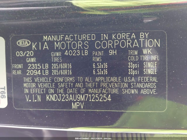 KNDJ23AU9M7125254 KIA SOUL S