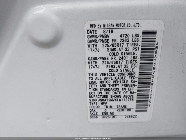 Nissan ROGUE S/SV 2020 JN8AT2MVXLW112758 Image 9