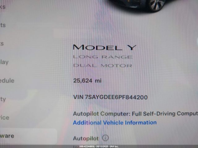 7SAYGDEE6PF844200 Tesla Model Y Awd/long Range Dual Motor All-wheel Drive