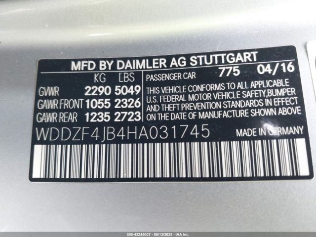 WDDZF4JB4HA031745 Mercedes-Benz E 300