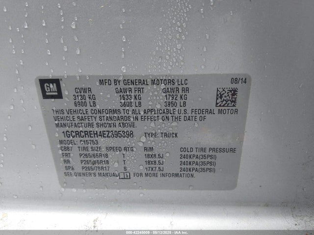 1GCRCREH4EZ395398 Chevrolet Silverado 1500 1lt