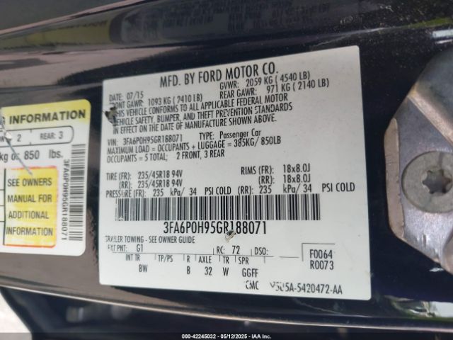 3FA6P0H95GR188071 Ford FUSION SE