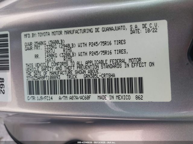 3TYSZ5AN9PT108893 Toyota Tacoma Sr5 V6