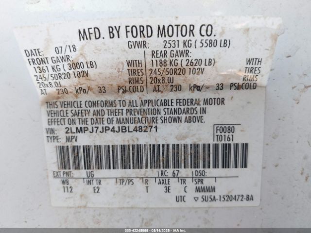 2LMPJ7JP4JBL48271 Lincoln 2.7l gtdi