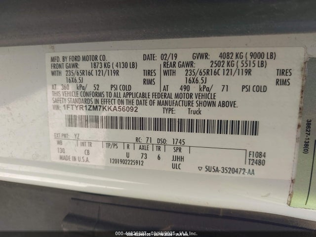 1FTYR1ZM7KKA56092 Ford Transit-250