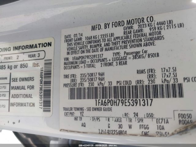 1FA6P0H79E5391317 Ford FUSION SE