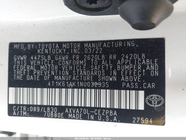 4T1K61AK1NU032335 Toyota a25a-fks