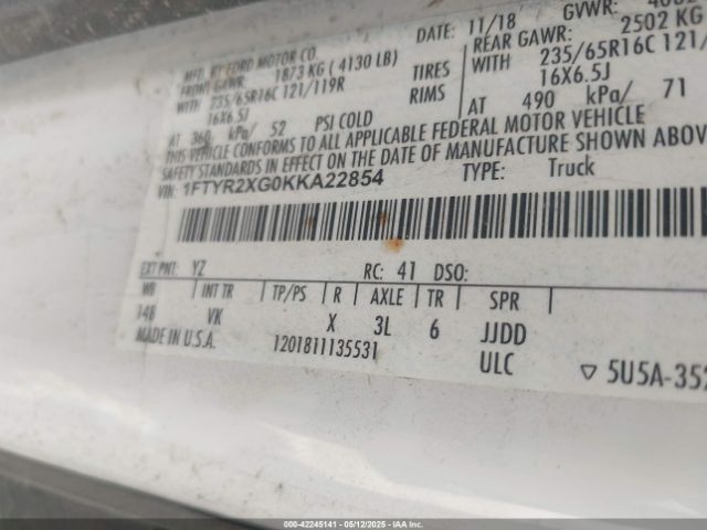 1FTYR2XG0KKA22854 Ford Transit-250