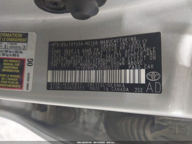 2T1BURHE7JC965110 Toyota COROLLA LE