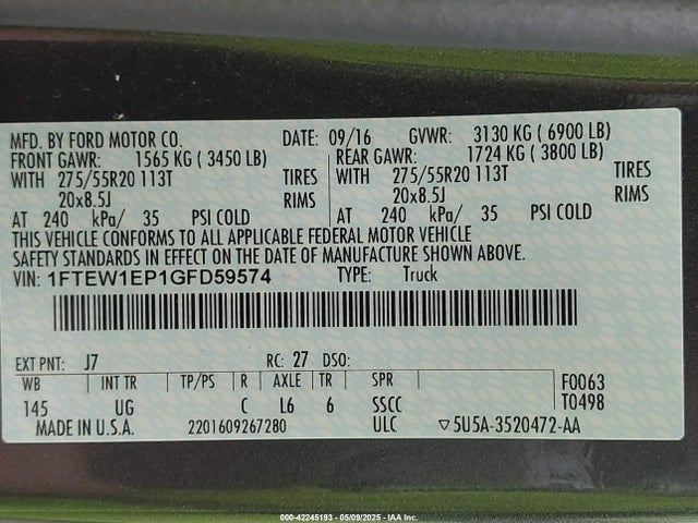 Ford F-150 Xlt 2016 1FTEW1EP1GFD59574 Image 9