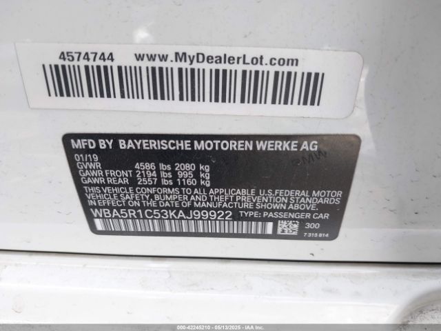 WBA5R1C53KAJ99922 BMW 330I