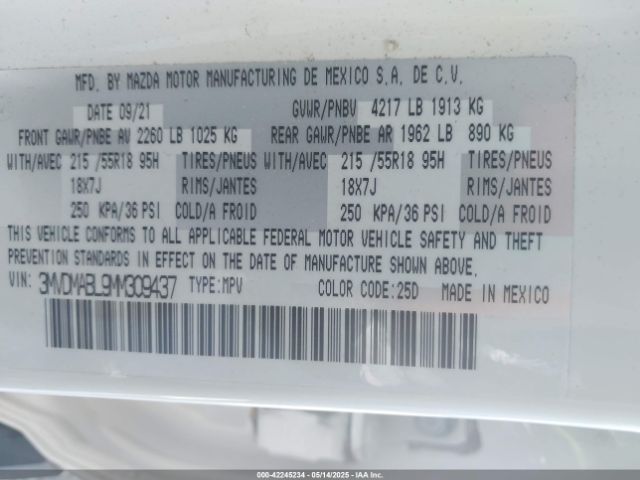 3MVDMABL9MM309437 Mazda Cx-30 Select