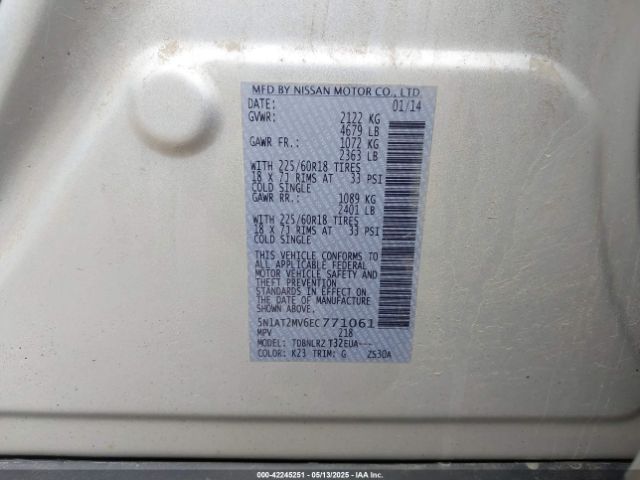 5N1AT2MV6EC771061 Nissan 2014