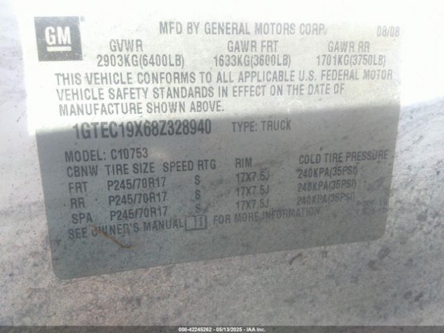 2008 GMC SIERRA 1500 1GTEC19X68Z328940 Photo 8