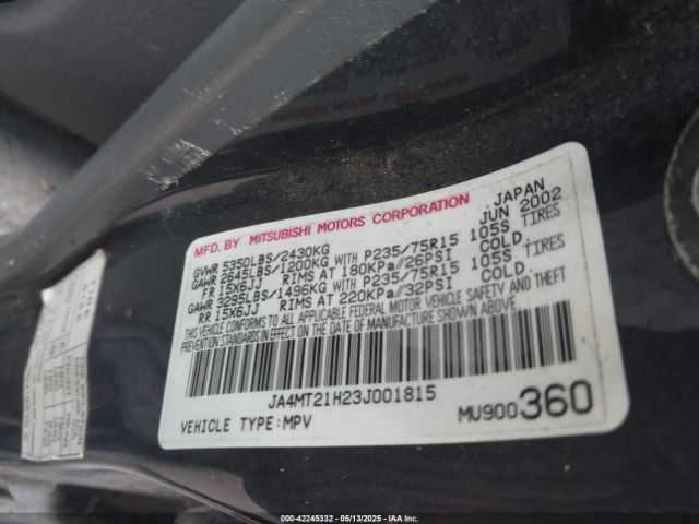 2003 MITSUBISHI MONTERO JA4MT21H23J001815 Photo 8