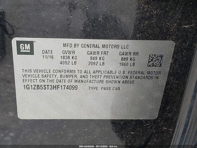 1G1ZB5ST3HF174099 Chevrolet MALIBU LS