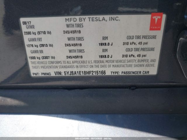 5YJSA1E18HF215166 Tesla Model S 60/75