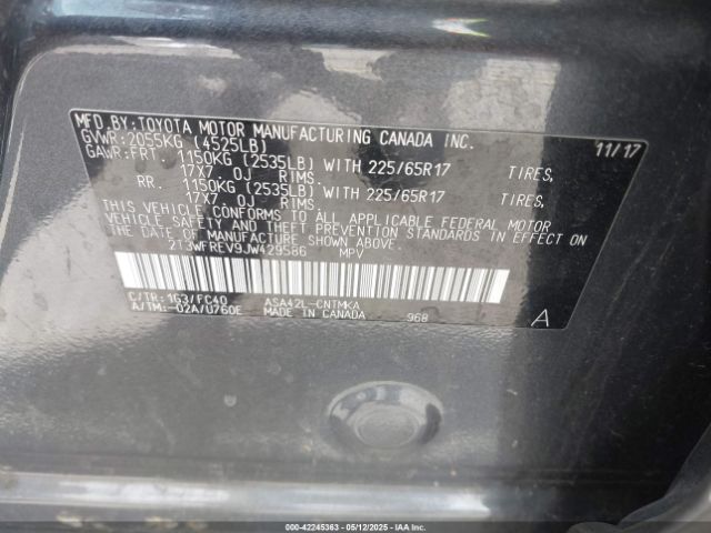 2T3WFREV9JW429586 Toyota 2ar-fe
