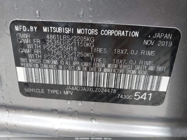 2020 MITSUBISHI OUTLANDER JA4AD3A3XLZ024478 Photo 8