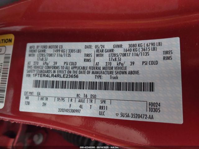 1FTER4LR4RLE23656 Ford Ranger Raptor