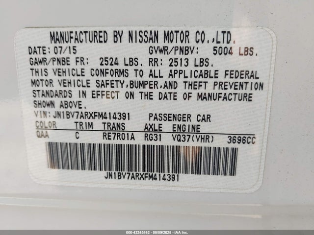 JN1BV7ARXFM414391 Infiniti Q50 Premium