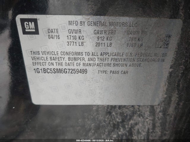 1G1BC5SM6G7259499 Chevrolet Cruze Ls Auto