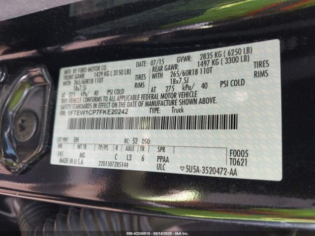1FTEW1CP7FKE20242 Ford F-150 Xlt