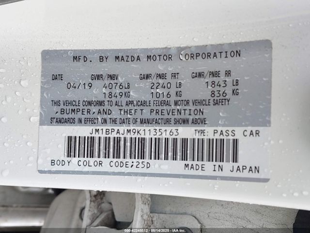 JM1BPAJM9K1135163 Mazda MAZDA3