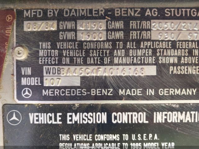 1985 MERCEDES-BENZ 380 WDBBA45C4FA016168 Photo 8