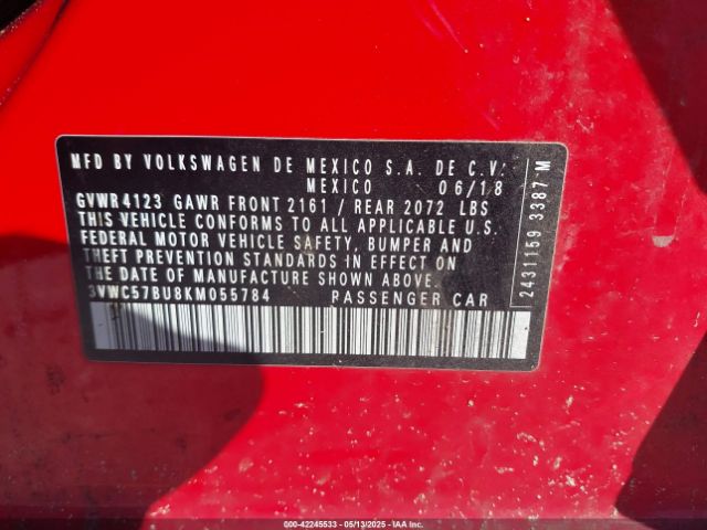 3VWC57BU8KM055784 Volkswagen Jetta 1.4t R-line/1.4t S/1.4t Se