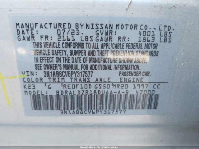 Nissan Sentra Sv Xtronic Cvt 2023 3N1AB8CV6PY317577 Image 9