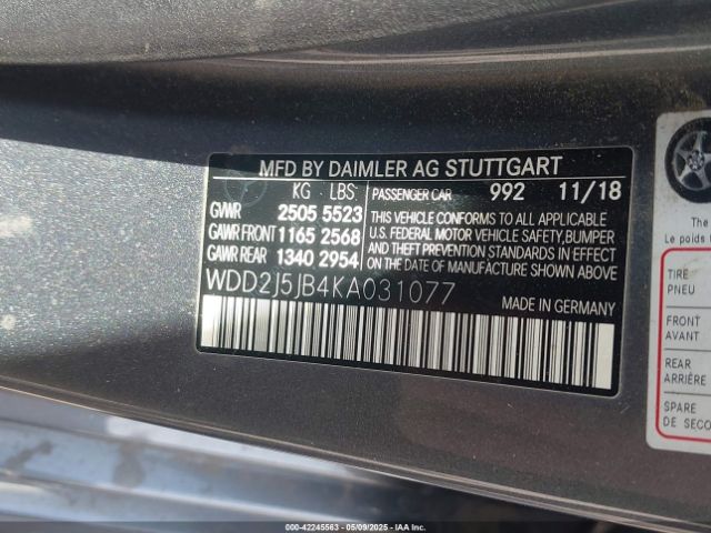 2019 MERCEDES-BENZ CLS 450 WDD2J5JB4KA031077 Photo 8